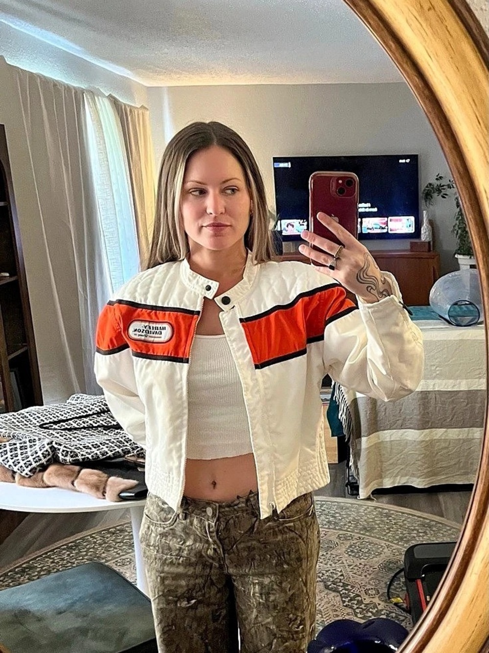 Harley-Davidson Women's White Orange Racing Jacket